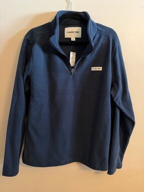 Lands' End Men's Navy Half-Zip Fleece Pullover